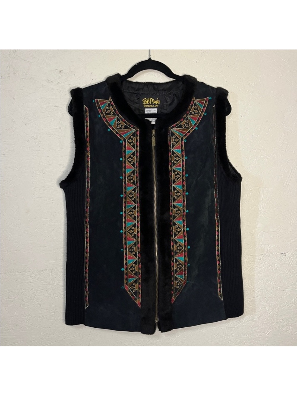 💎BOB MACKIE💎EMBROIDERED SUEDE VEST💎PRISTINE!!!